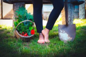 Start Small and Learn as You Go Woman with shovel and veggies