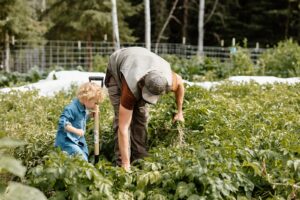 What is Homesteading? Father and Son in the garden