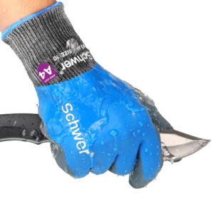 Schwer Waterproof Work Gloves ANSI A4 Cut Resistant Gloves with Insulated Double Latex Coated Super Grip for Gardening Car and Fish Cleaning